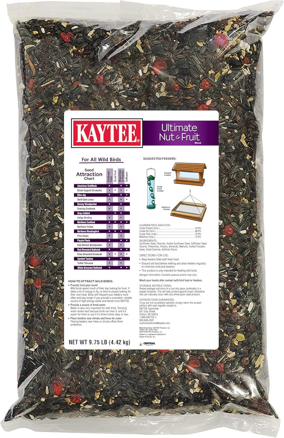 Kaytee Wild Bird Seed - No Mess, Nut & Fruit, Blend