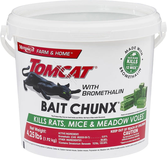 Tomcat Bromethalin Bait Chunx: Rat & Mouse Control - 4.25 lbs